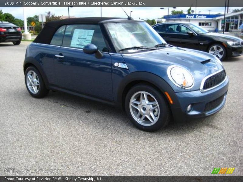 Horizon Blue / Checkered Carbon Black/Black 2009 Mini Cooper S Convertible