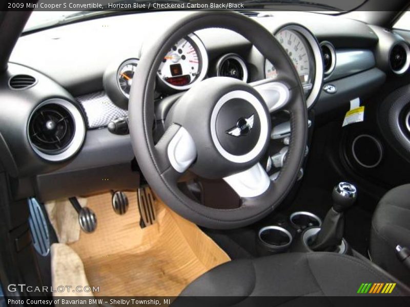 Horizon Blue / Checkered Carbon Black/Black 2009 Mini Cooper S Convertible