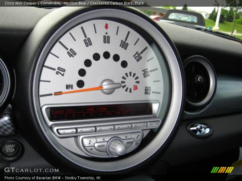 Horizon Blue / Checkered Carbon Black/Black 2009 Mini Cooper S Convertible