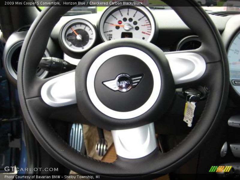 Horizon Blue / Checkered Carbon Black/Black 2009 Mini Cooper S Convertible