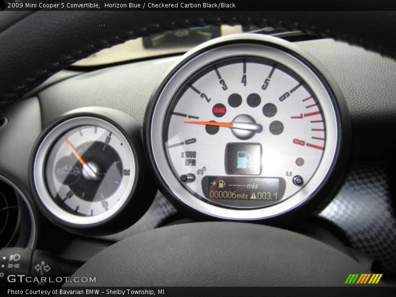Horizon Blue / Checkered Carbon Black/Black 2009 Mini Cooper S Convertible