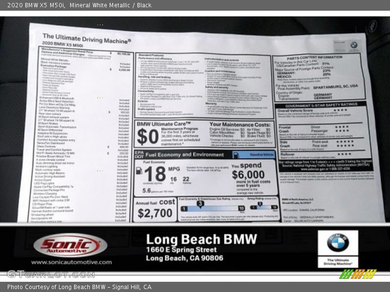 Mineral White Metallic / Black 2020 BMW X5 M50i