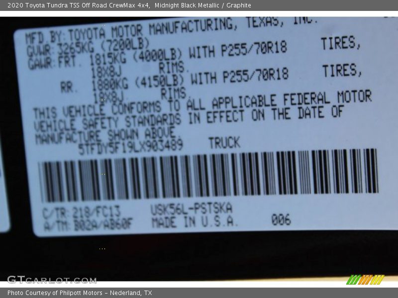 Midnight Black Metallic / Graphite 2020 Toyota Tundra TSS Off Road CrewMax 4x4
