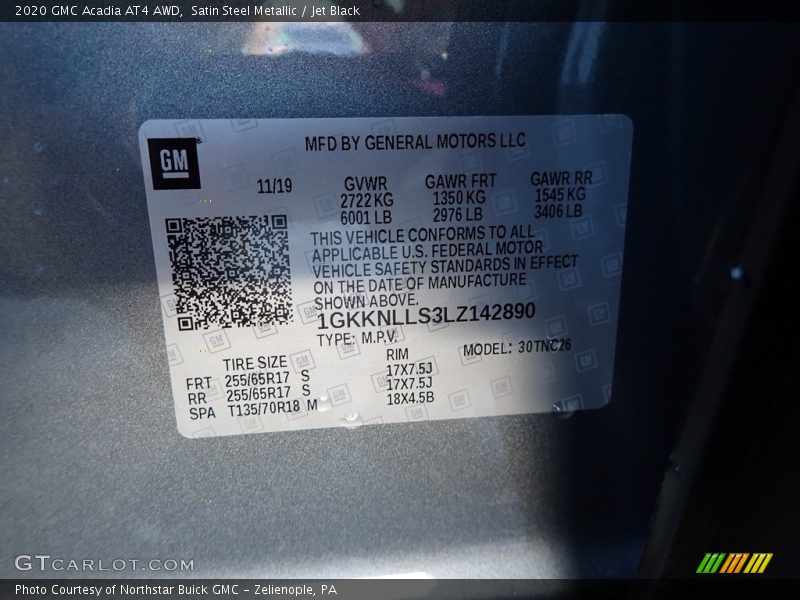 Satin Steel Metallic / Jet Black 2020 GMC Acadia AT4 AWD