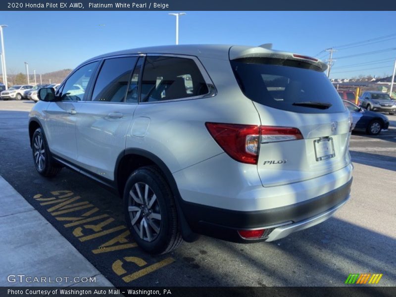 Platinum White Pearl / Beige 2020 Honda Pilot EX AWD