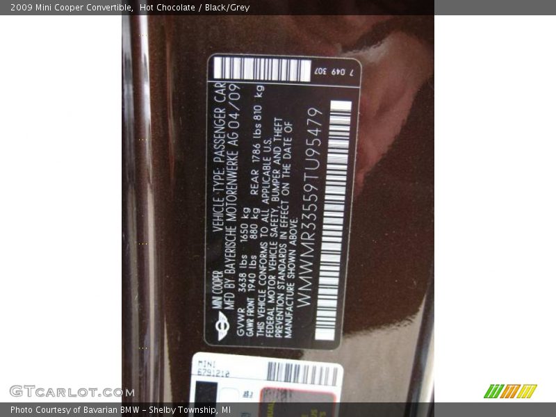 Hot Chocolate / Black/Grey 2009 Mini Cooper Convertible