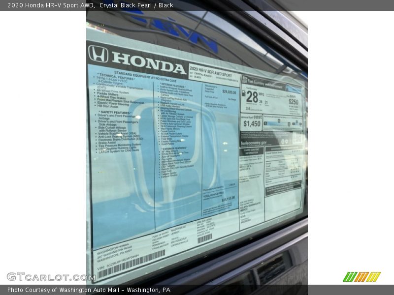 Crystal Black Pearl / Black 2020 Honda HR-V Sport AWD