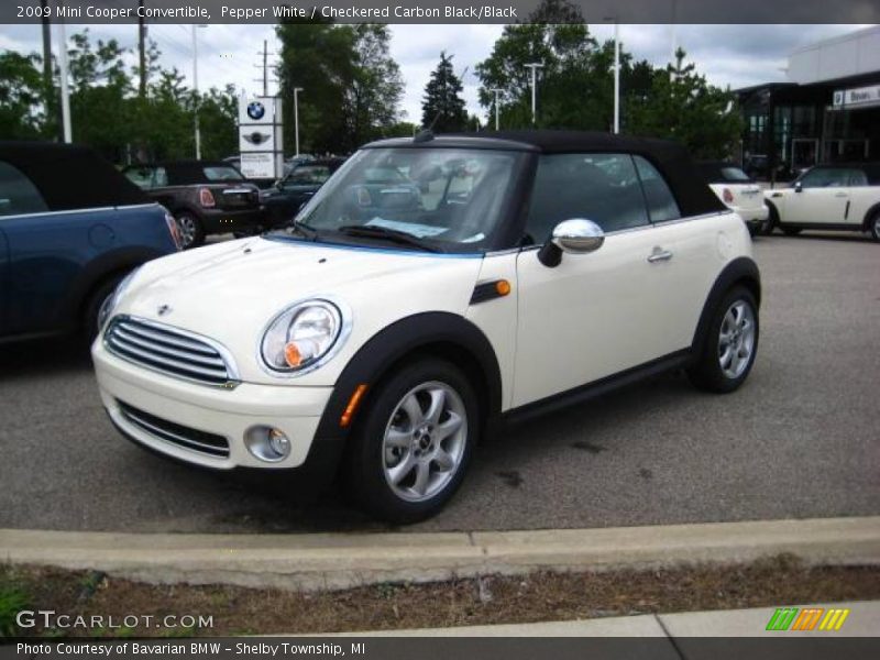 Pepper White / Checkered Carbon Black/Black 2009 Mini Cooper Convertible