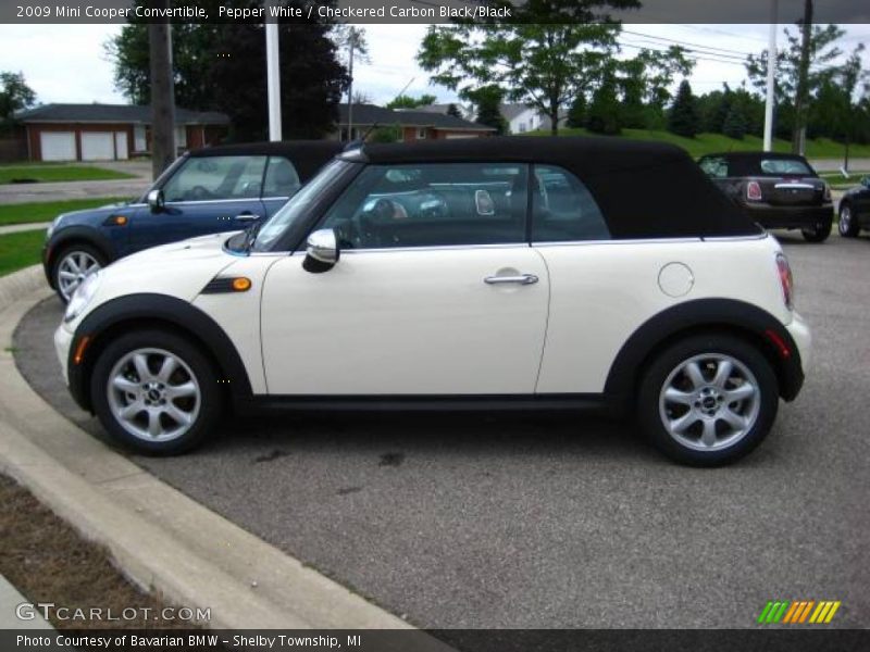 Pepper White / Checkered Carbon Black/Black 2009 Mini Cooper Convertible