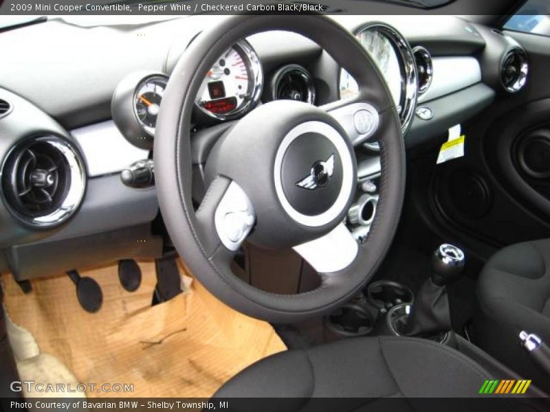 Pepper White / Checkered Carbon Black/Black 2009 Mini Cooper Convertible