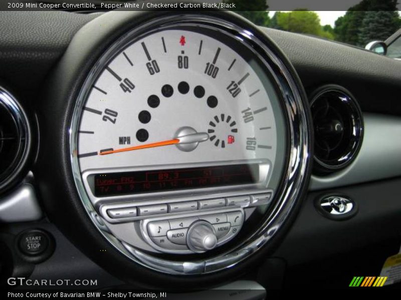 Pepper White / Checkered Carbon Black/Black 2009 Mini Cooper Convertible