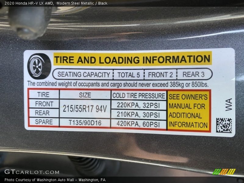 Modern Steel Metallic / Black 2020 Honda HR-V LX AWD