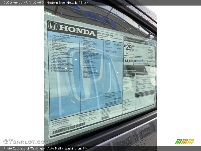 Modern Steel Metallic / Black 2020 Honda HR-V LX AWD