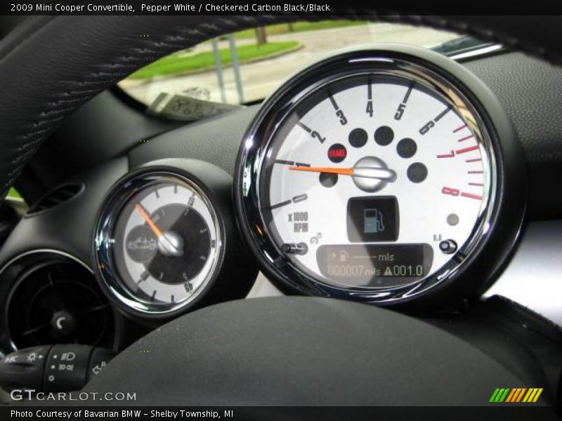 Pepper White / Checkered Carbon Black/Black 2009 Mini Cooper Convertible