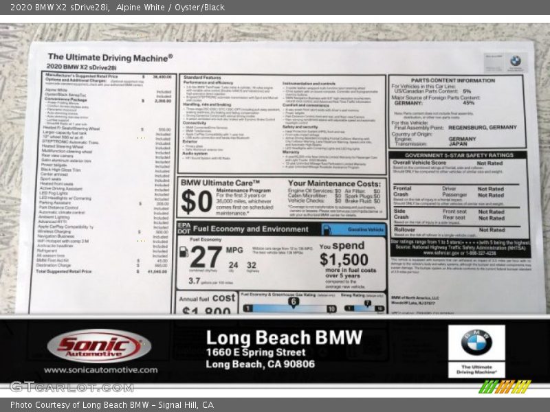 Alpine White / Oyster/Black 2020 BMW X2 sDrive28i