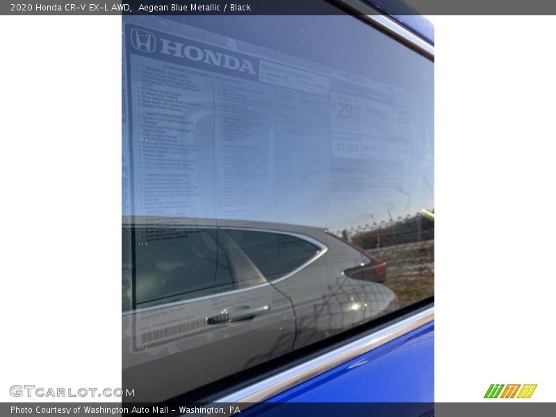 Aegean Blue Metallic / Black 2020 Honda CR-V EX-L AWD