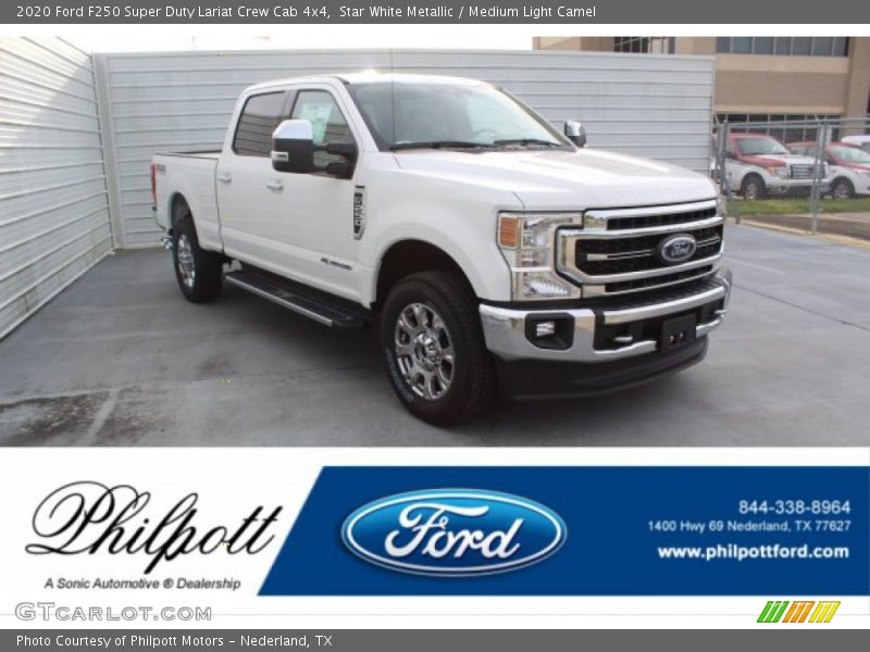 Star White Metallic / Medium Light Camel 2020 Ford F250 Super Duty Lariat Crew Cab 4x4