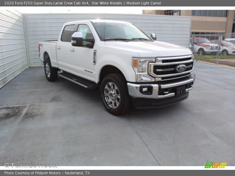Star White Metallic / Medium Light Camel 2020 Ford F250 Super Duty Lariat Crew Cab 4x4