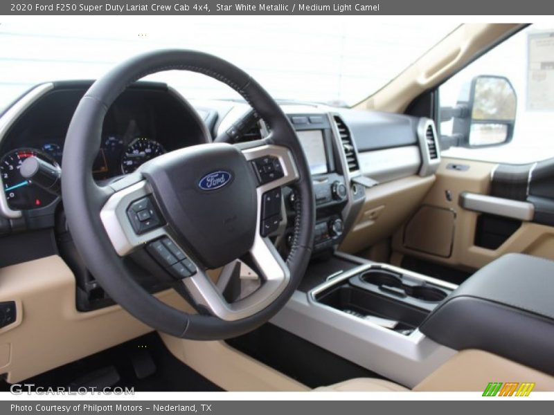 Star White Metallic / Medium Light Camel 2020 Ford F250 Super Duty Lariat Crew Cab 4x4