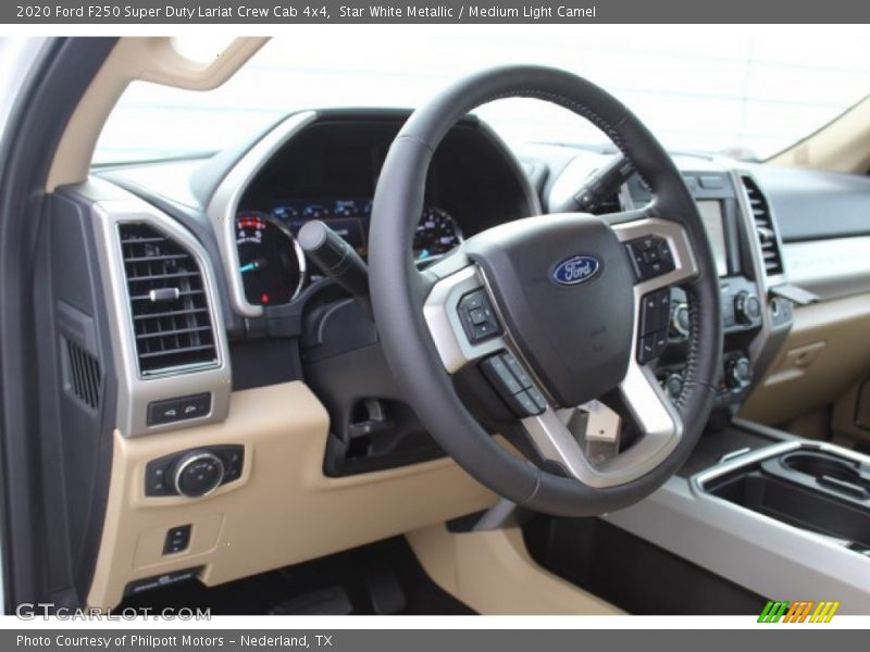 Star White Metallic / Medium Light Camel 2020 Ford F250 Super Duty Lariat Crew Cab 4x4