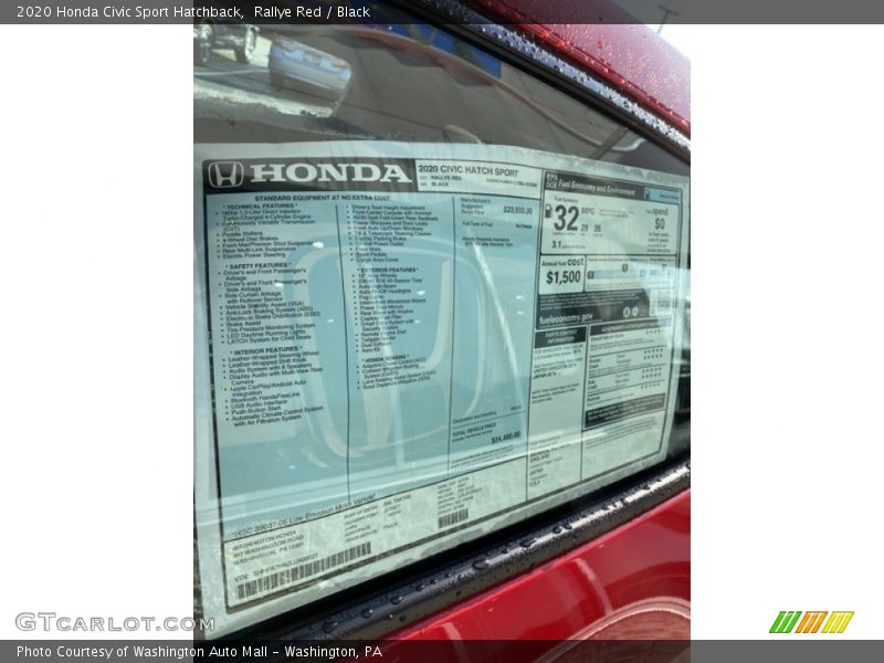 Rallye Red / Black 2020 Honda Civic Sport Hatchback