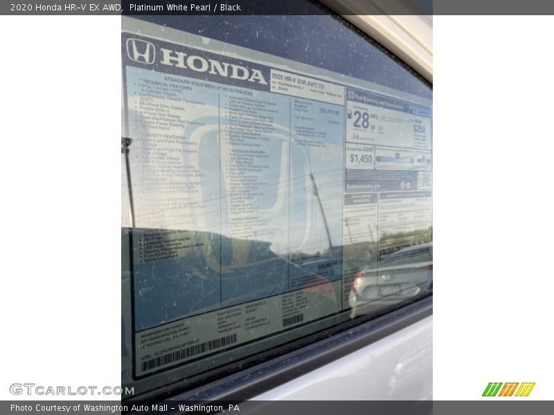 Platinum White Pearl / Black 2020 Honda HR-V EX AWD