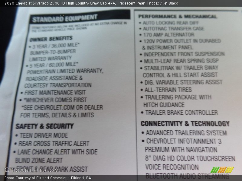 Iridescent Pearl Tricoat / Jet Black 2020 Chevrolet Silverado 2500HD High Country Crew Cab 4x4