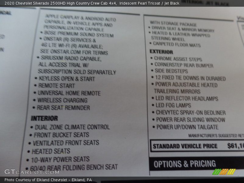 Iridescent Pearl Tricoat / Jet Black 2020 Chevrolet Silverado 2500HD High Country Crew Cab 4x4