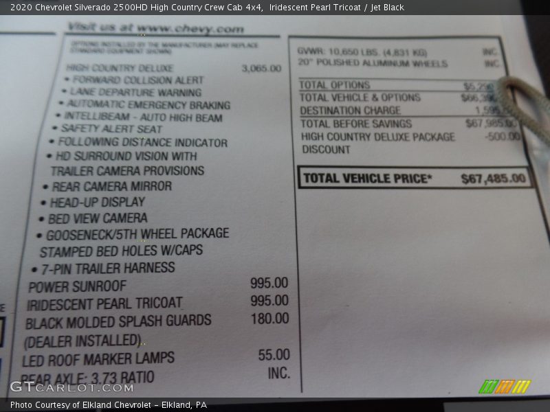 Iridescent Pearl Tricoat / Jet Black 2020 Chevrolet Silverado 2500HD High Country Crew Cab 4x4
