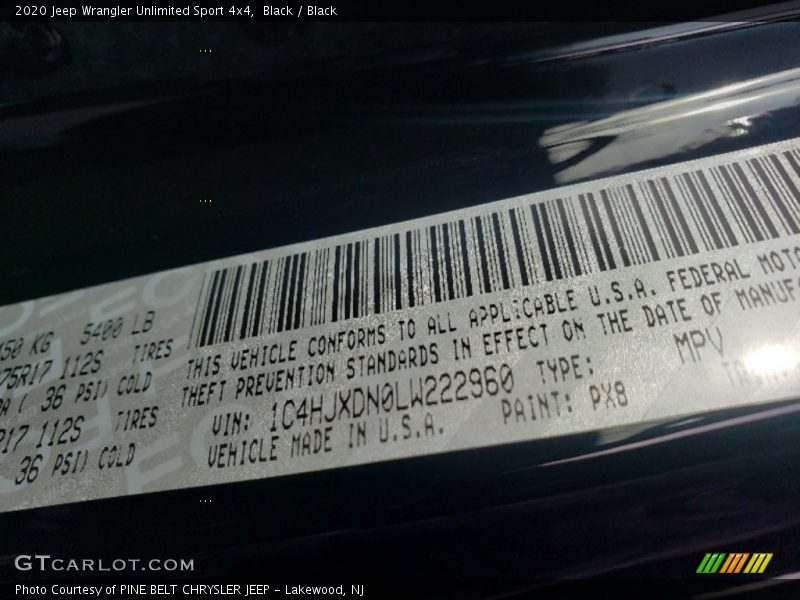 Black / Black 2020 Jeep Wrangler Unlimited Sport 4x4