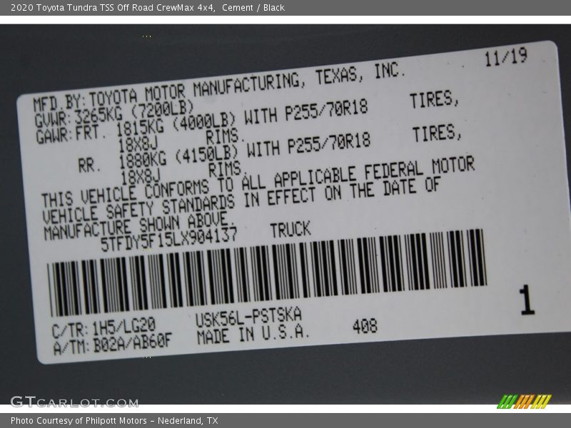 Cement / Black 2020 Toyota Tundra TSS Off Road CrewMax 4x4
