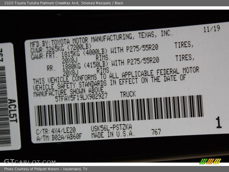 Smoked Mesquite / Black 2020 Toyota Tundra Platinum CrewMax 4x4