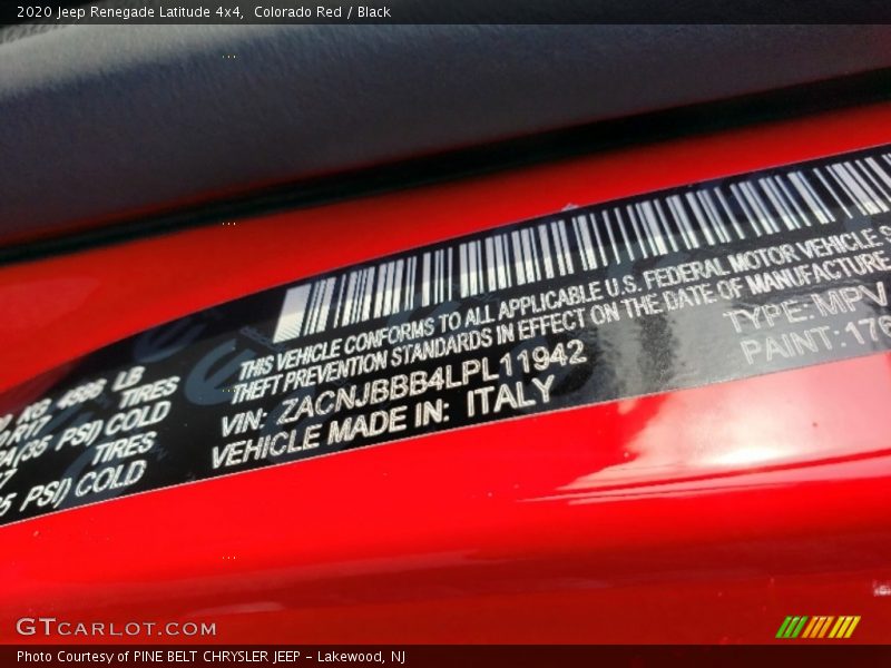 Colorado Red / Black 2020 Jeep Renegade Latitude 4x4
