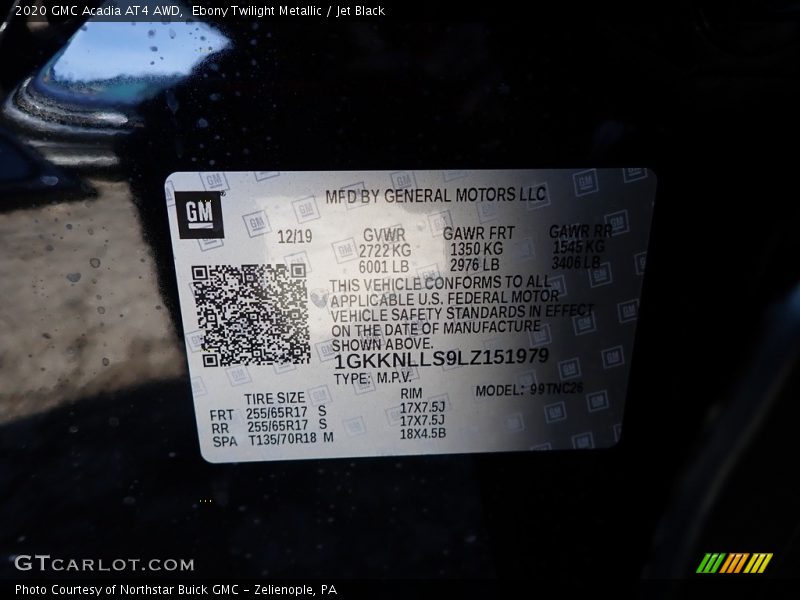 Ebony Twilight Metallic / Jet Black 2020 GMC Acadia AT4 AWD