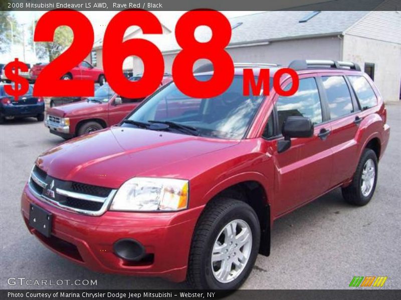 Rave Red / Black 2008 Mitsubishi Endeavor LS AWD