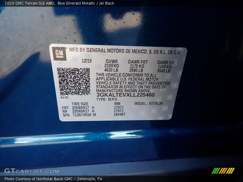 Blue Emerald Metallic / Jet Black 2020 GMC Terrain SLE AWD