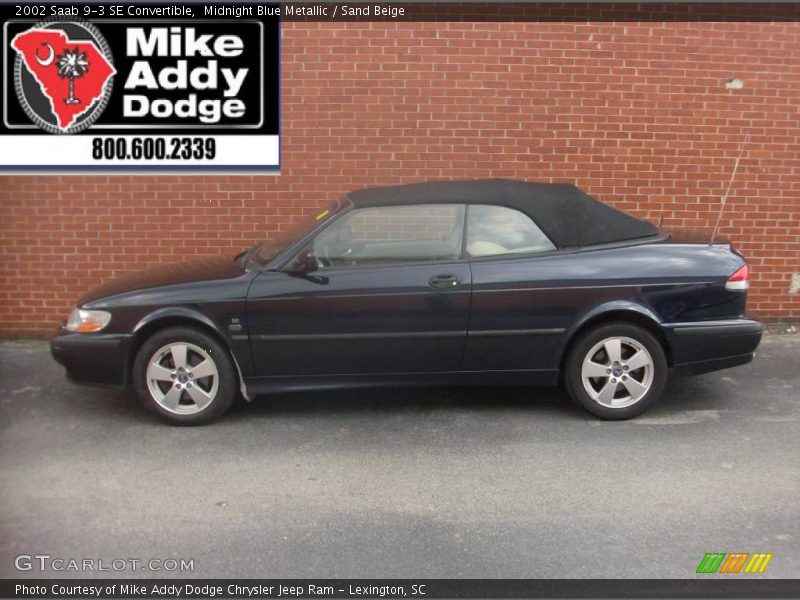 Midnight Blue Metallic / Sand Beige 2002 Saab 9-3 SE Convertible