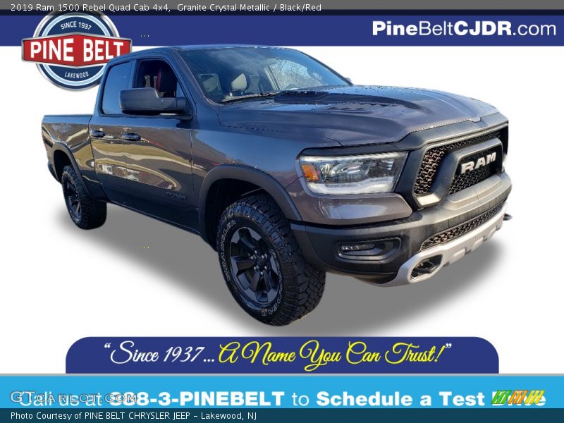 Granite Crystal Metallic / Black/Red 2019 Ram 1500 Rebel Quad Cab 4x4