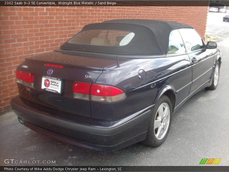 Midnight Blue Metallic / Sand Beige 2002 Saab 9-3 SE Convertible