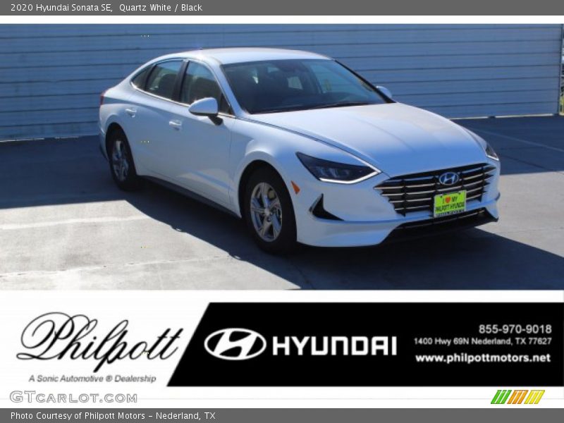Quartz White / Black 2020 Hyundai Sonata SE