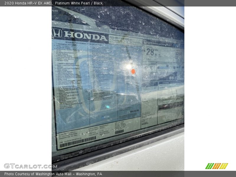 Platinum White Pearl / Black 2020 Honda HR-V EX AWD