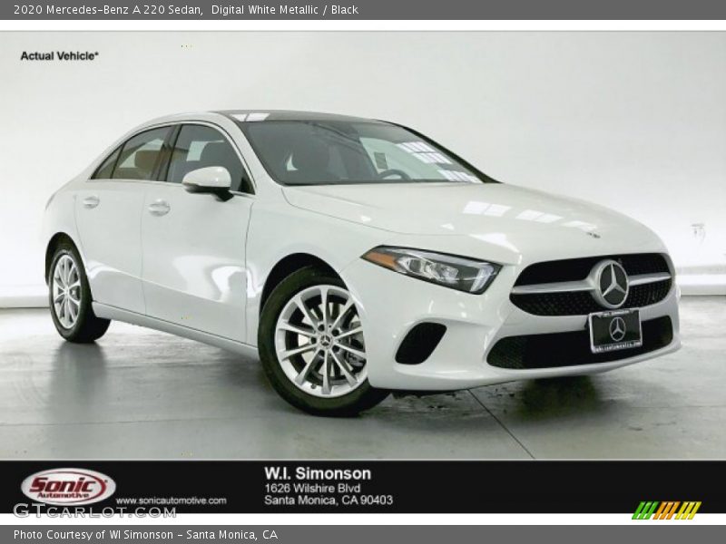 Digital White Metallic / Black 2020 Mercedes-Benz A 220 Sedan