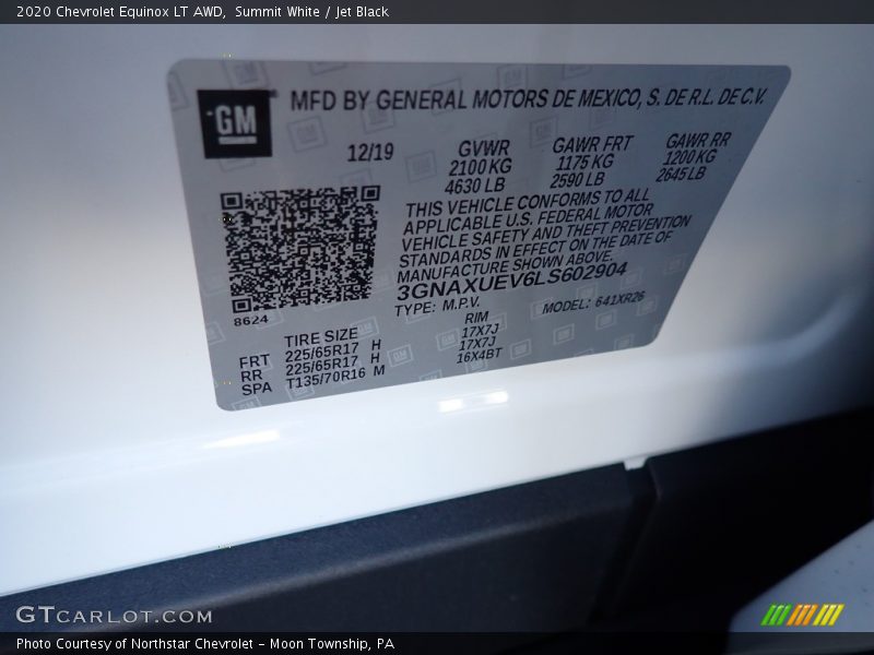Summit White / Jet Black 2020 Chevrolet Equinox LT AWD