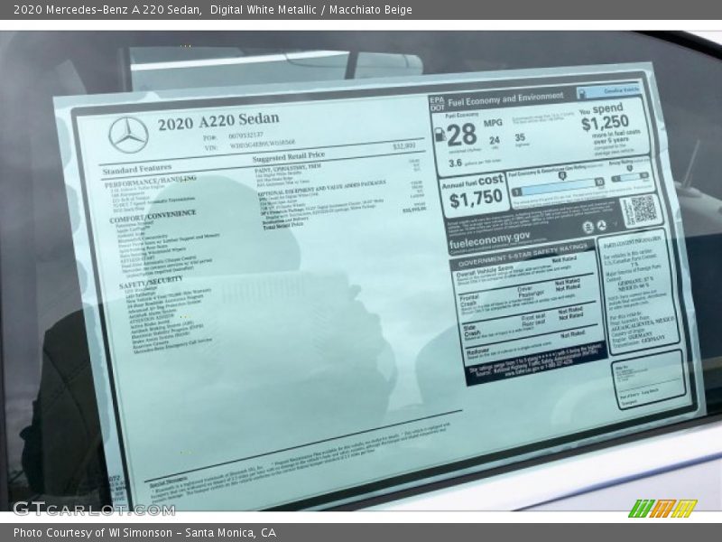 Digital White Metallic / Macchiato Beige 2020 Mercedes-Benz A 220 Sedan