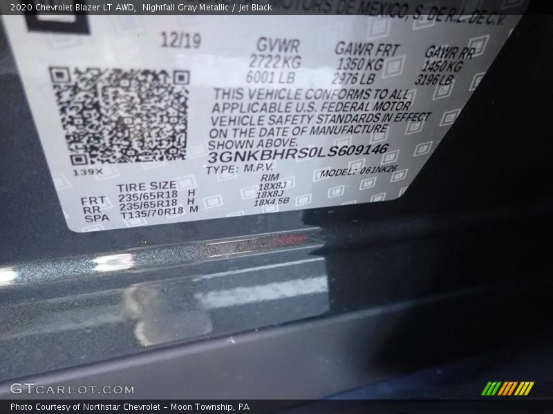Nightfall Gray Metallic / Jet Black 2020 Chevrolet Blazer LT AWD