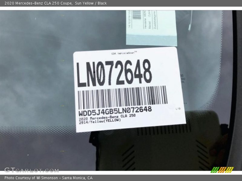 Sun Yellow / Black 2020 Mercedes-Benz CLA 250 Coupe