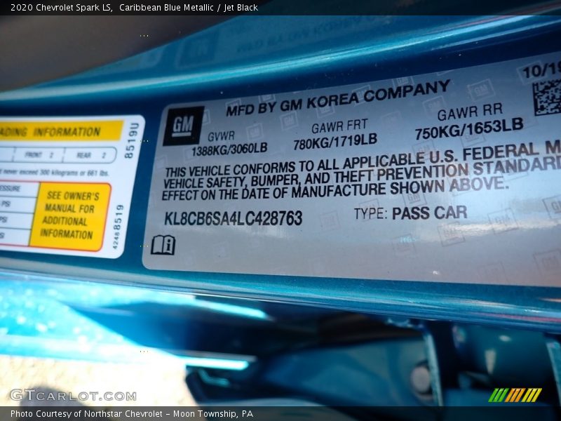Caribbean Blue Metallic / Jet Black 2020 Chevrolet Spark LS