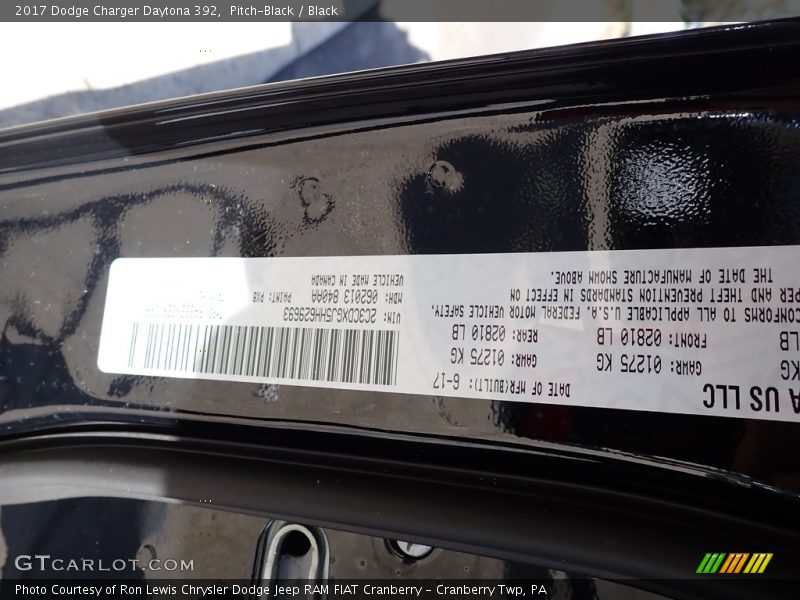 Pitch-Black / Black 2017 Dodge Charger Daytona 392