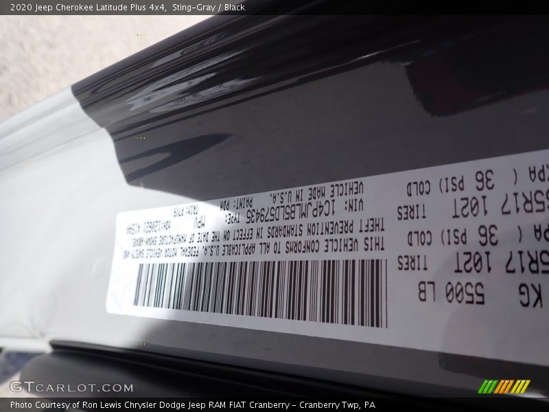 Sting-Gray / Black 2020 Jeep Cherokee Latitude Plus 4x4