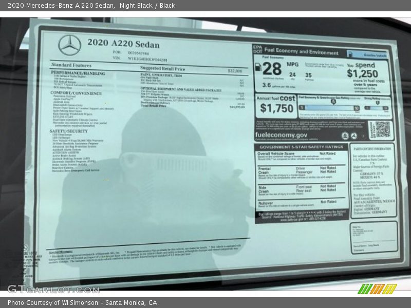 Night Black / Black 2020 Mercedes-Benz A 220 Sedan